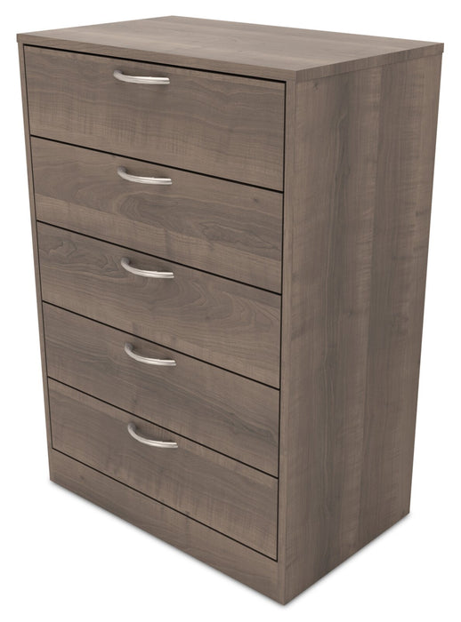 Arlo Bedroom Chest of Drawers, 5-Drawer, 23.6\"W x 36.2\"H, Made in Canada - Grey/Brown