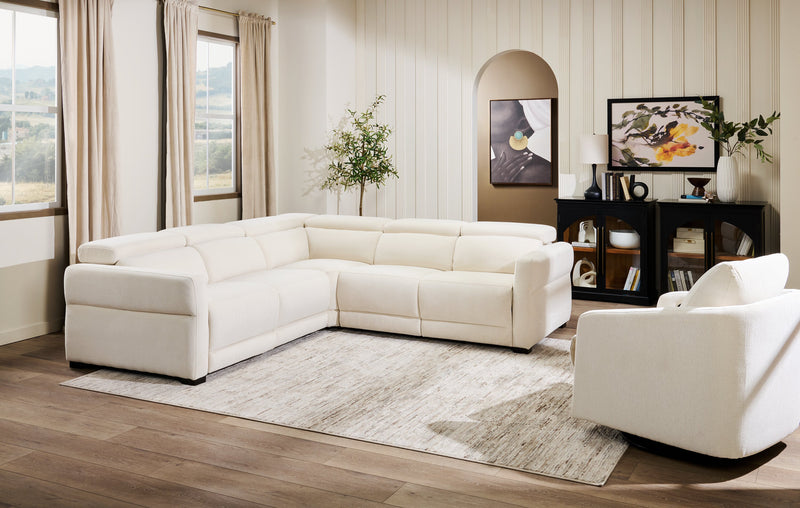 Cindy Crawford Home Aspen 3-Piece Power Reclining Sectional with Adjustable Headrests and USB Port - Alabaster