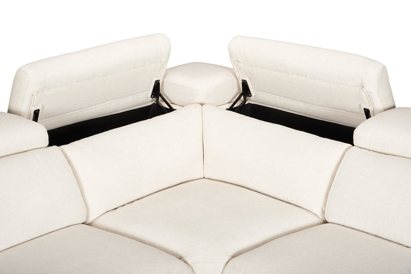 Cindy Crawford Home Aspen 4-Piece Power Reclining Sectional with Armless Chair and USB Port - Alabaster