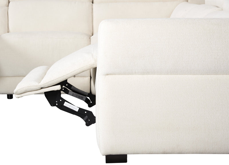 Cindy Crawford Home Aspen 4-Piece Power Reclining Sectional with Armless Chair and USB Port - Alabaster