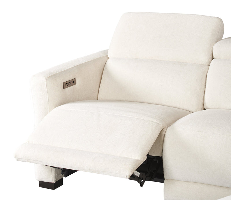 Cindy Crawford Home Aspen 4-Piece Power Reclining Sectional with Armless Chair and USB Port - Alabaster