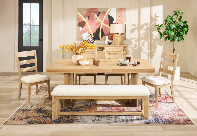 Aspen Dining Chair with Fabric Seat, Slat-Back - Natural