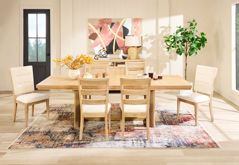 Aspen Dining Table with 80-104\" Extension, Trestle Base - Natural