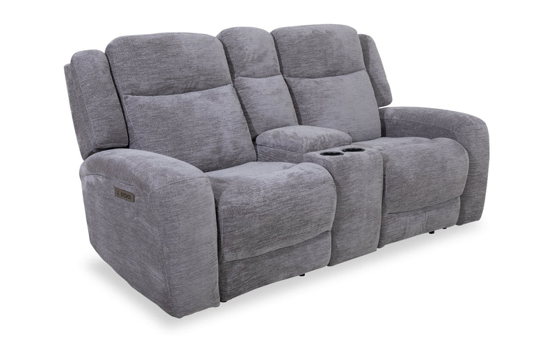 Atlantis 79\" Zero Gravity Fabric Power Reclining Loveseat with Storage Console and USB Ports - Dove Grey