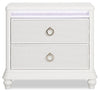 Ava Bedside 2-Drawer Nightstand with LED Light, 32.5"W x 28"H, Glam - White | Table de nuit somptueuse Ava de 32,5 po (L) x 28 po (H) à 2 tiroirs avec éclairage à DEL - blanche