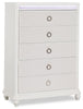 Ava Bedroom Chest of Drawers with LED Light, 5-Drawer, 40.5"W x 54.1"H, Glam - White | Commode verticale somptueuse Ava de 40,5 po (L) x 54,1 po (H) à 5 tiroirs avec éclairage à DEL pour la chambre à coucher - blanche