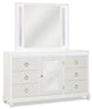 Ava Bedroom 7-Drawer Dresser with LED Light, 67"W x 39"H, Glam - White | Commode somptueuse Ava de 67 po (L) x 39 po (H) à 7 tiroirs avec éclairage à DEL pour la chambre à coucher - blanche