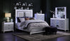 Ava Panel Bed with Headboard & Frame, LED, Glam, White - Queen Size | Lit à panneau Ava somptueux avec tête de lit, cadre de lit et éclairage à DEL, blanc - format grand …