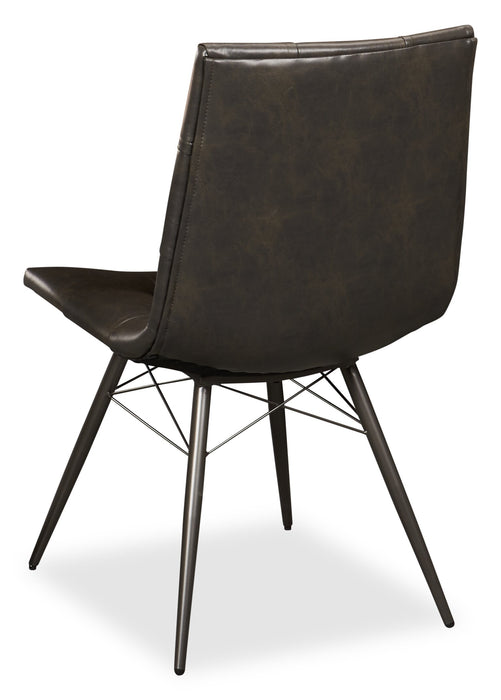 Avis Dining Chair with Vegan Leather Fabric, Metal - Black
