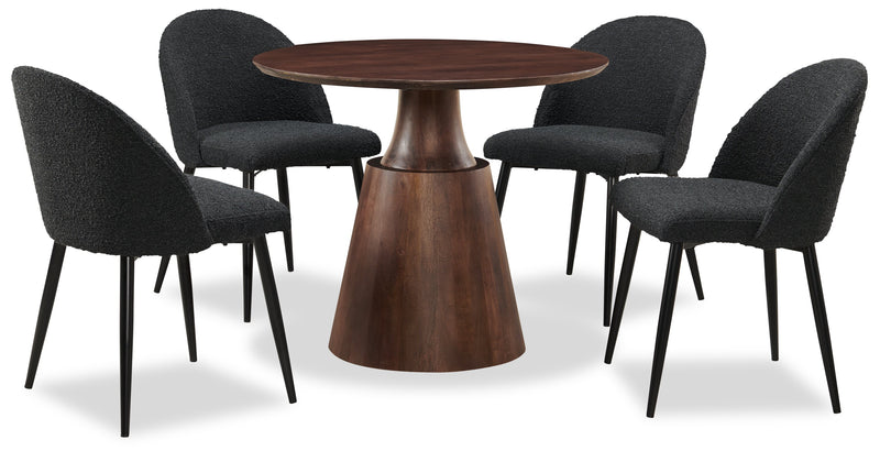 Bali Dining Chair with Boucle Fabric, Metal - Black