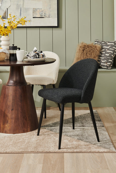 Bali Dining Chair with Boucle Fabric, Metal - Black