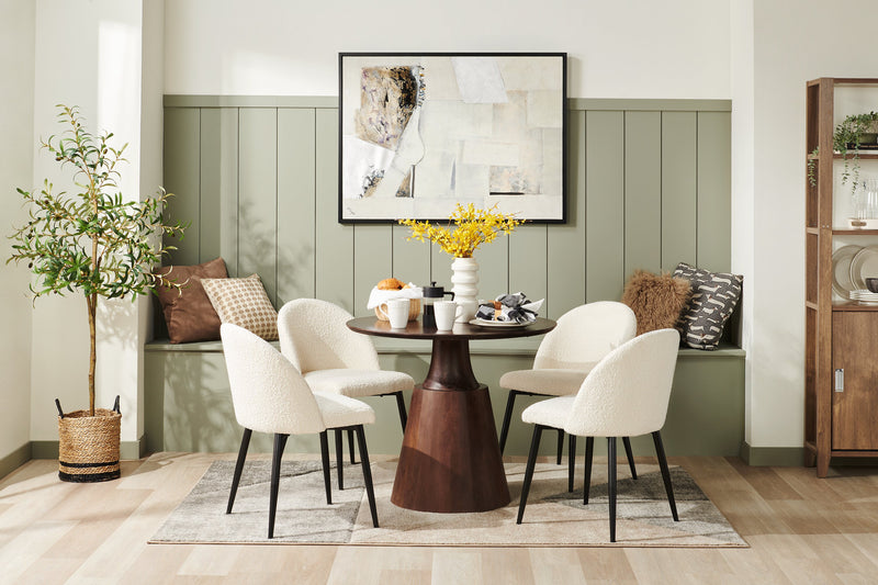 Bali Dining Chair with Boucle Fabric, Metal - Taupe