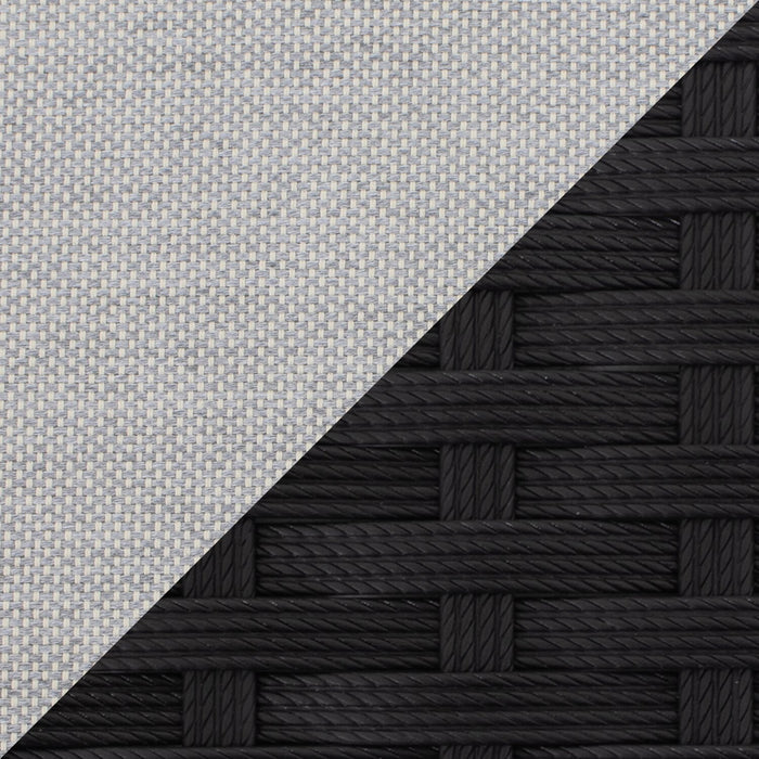 Barbados Outdoor Patio Ottoman - Hand-Woven Resin Wicker, UV & Weather Resistant - Black/Grey