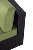 Barbados Corner Outdoor Patio Chair - Hand-Woven Resin Wicker, UV & Weather Resistant - Black/Green | Fauteuil en coin Barbados pour la terrasse à l’extérieur - osier en résine tressé à la main, résistant aux rayons UV et aux intempéries - noir et vert