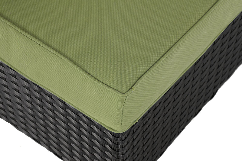 Barbados Corner Outdoor Patio Chair - Hand-Woven Resin Wicker, UV & Weather Resistant - Black/Green