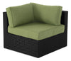 Barbados Corner Outdoor Patio Chair - Hand-Woven Resin Wicker, UV & Weather Resistant - Black/Green | Fauteuil en coin Barbados pour la terrasse à l’extérieur - osier en résine tressé à la main, résistant aux rayons UV et aux intempéries - noir et vert