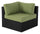 Barbados Corner Outdoor Patio Chair - Hand-Woven Resin Wicker, UV & Weather Resistant - Black/Green