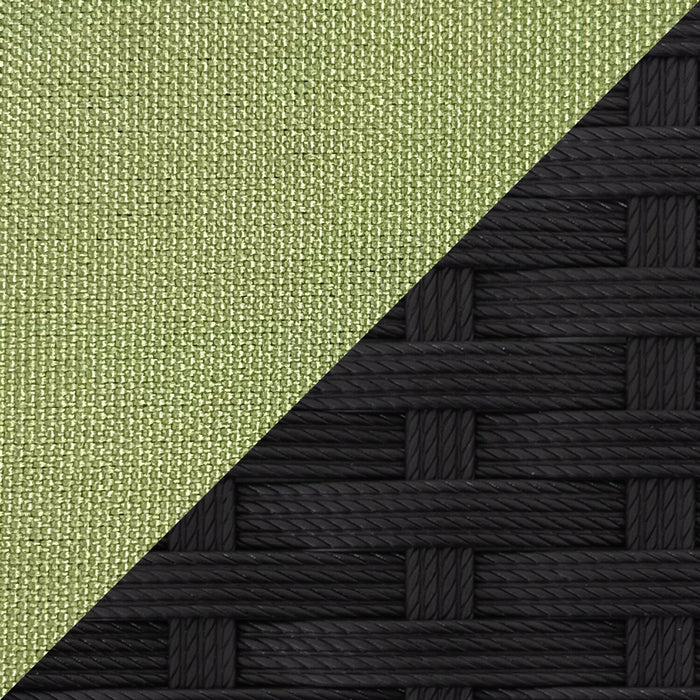 Barbados 6-Piece Outdoor Patio Set with 3 Corner Chairs, 2 Armless Chairs & Ottoman - Hand-Woven Resin Wicker, UV & Weather Resistant - Black/Green