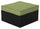 Barbados Outdoor Patio Ottoman - Hand-Woven Resin Wicker, UV & Weather Resistant - Black/Green