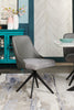 Bari 5pc Dining Set with Table & 4 Grey Swivel Chairs, Marble-Look Ceramic Top, Metal, 63"W | Ensemble de salle à manger Bari 5 pièces en métal avec table de 63 po (L) avec dessus en céramique d’apparence marbre et 4 chaises pivotantes grises