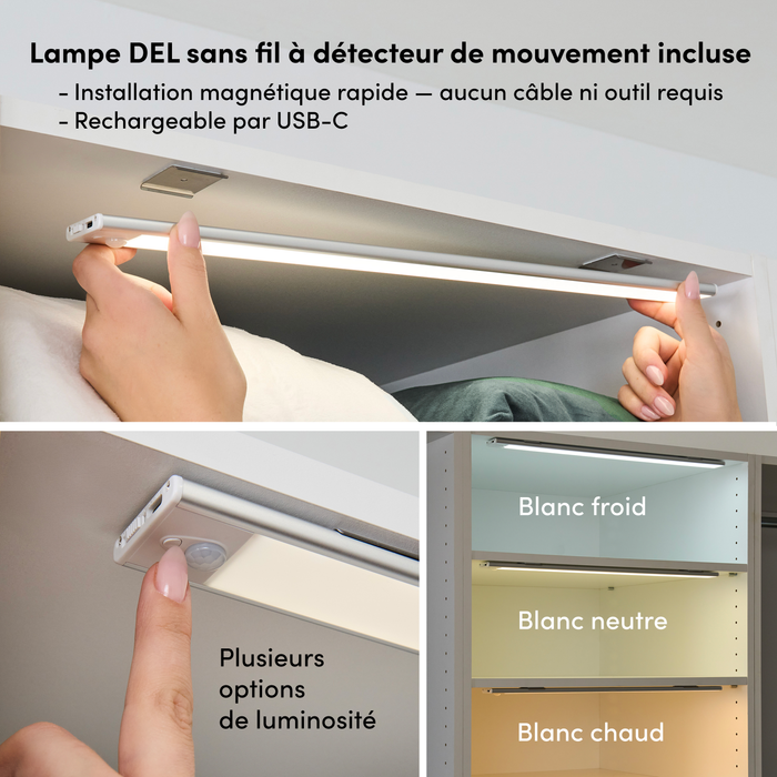 Bestar Florence 35\" Modular Double Hanging Closet System with LED Light - White