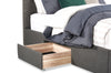 Beck Upholstered Storage Bed in Dark Grey Fabric, Button Tufted - Queen Size | Lit rembourré Beck en tissu gris foncé avec rangement et capitonnage à boutons - format grand lit
