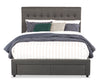 Beck Upholstered Storage Bed in Dark Grey Fabric, Button Tufted - Queen Size | Lit rembourré Beck en tissu gris foncé avec rangement et capitonnage à boutons - format grand lit