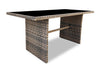 Bergen Dining Height Outdoor Patio Table - Hand-Woven Resin Wicker, Glass Top - Grey|Table Bergen de hauteur régulière pour la terrasse à l’extérieur, osier en résine tressé à la main, dessus en verre - grise