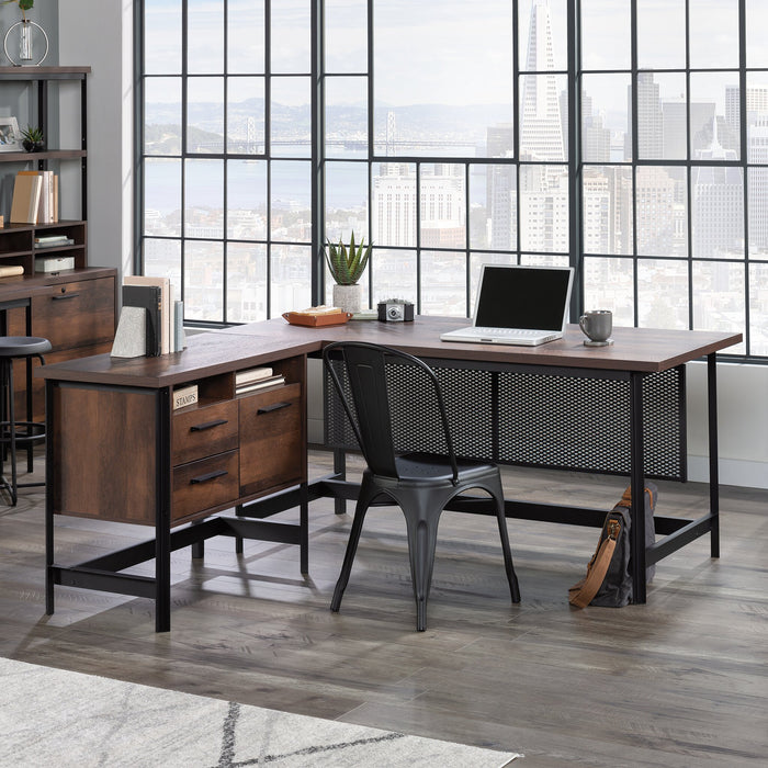 Briarbrook 65.98\" Commercial Grade L-Shaped Computer Office Desk with 3-Drawers - Brown