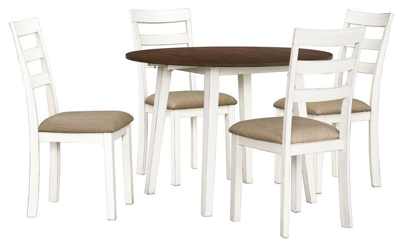 Bryn Drop-Leaf Dining Table, 42\" Round - Two-Tone White & Brown