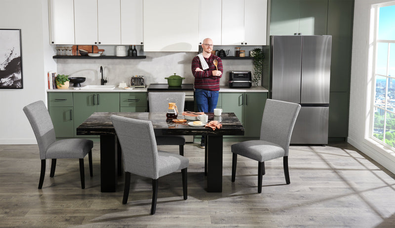 Burk Dining Chair with Polyester Fabric - Grey