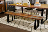 Bowery Dining Bench, Sheesham Wood, Metal, Trapizoid Base, 70"W - Brown | Banc de salle à manger Bowery de 70 po (L) en sheesham et métal avec base trapézoïde - brun