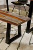Bowery Dining Bench, Sheesham Wood, Metal, Trapizoid Base, 70"W - Brown | Banc de salle à manger Bowery de 70 po (L) en sheesham et métal avec base trapézoïde - brun