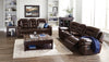 Leo 78" Genuine Leather Glider Reclining Loveseat with Storage Console - Walnut Brown | Causeuse coulissante inclinable Leo de 78 po en cuir véritable avec console de rangement - brun noyer