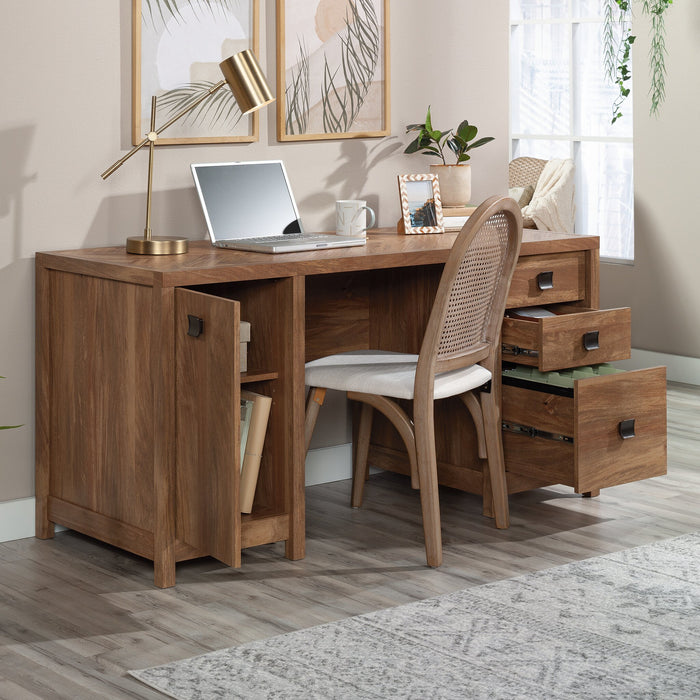 Cannery Bridge Commercial Grade Computer Office Desk with 3-Drawers & Cabinet - Brown