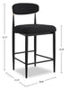 Kort & Co. Capri Counter-Height Stool with Boucle Fabric & Gold Accent, 26"H, Metal - Black | Tabouret 26 po Capri de Kort & Co. de hauteur comptoir en métal avec tissu bouclé et touches dorées - noir
