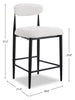 Kort & Co. Capri Counter-Height Stool with Boucle Fabric & Gold Accent, 26"H, Metal - White | Tabouret 26 po Capri de Kort & Co. de hauteur comptoir en métal avec tissu bouclé et touches dorées - blanc