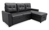 Carter 2-Piece Right-Facing Leather-Look Fabric Sleeper Sectional with Storage Chaise - Black | Sofa-lit sectionnel de droite Carter 2 pièces en tissu d’apparence cuir avec fauteuil long de rangement - noir