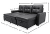 Carter 2-Piece Right-Facing Leather-Look Fabric Sleeper Sectional with Storage Chaise - Black | Sofa-lit sectionnel de droite Carter 2 pièces en tissu d’apparence cuir avec fauteuil long de rangement - noir