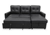 Carter 2-Piece Right-Facing Leather-Look Fabric Sleeper Sectional with Storage Chaise - Black | Sofa-lit sectionnel de droite Carter 2 pièces en tissu d’apparence cuir avec fauteuil long de rangement - noir