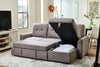 Carter 2-Piece Right-Facing Linen-Look Fabric Sleeper Sectional with Storage Chaise - Solis Grey | Sofa-lit sectionnel de droite Carter 2 pièces en tissu d’apparence lin avec fauteuil long de rangement - gris Solis