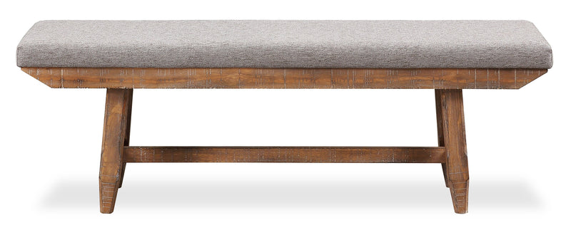 Cedar Dining Bench with Polyester Fabric, Pine Wood, Trestle-Base, 60\"W - Brown