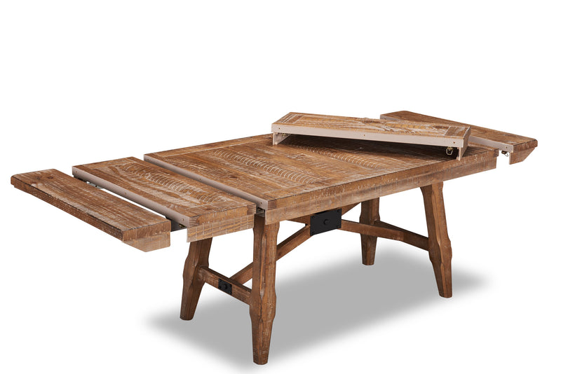 Cedar Extension Dining Table, Pine Wood, Trestle-Base, 72-96\"W - Brown