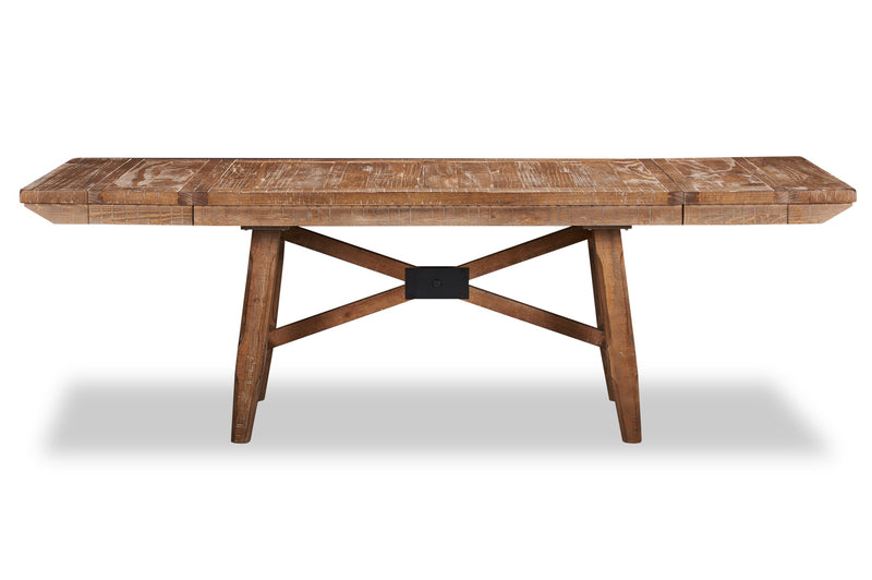 Cedar Extension Dining Table, Pine Wood, Trestle-Base, 72-96\"W - Brown