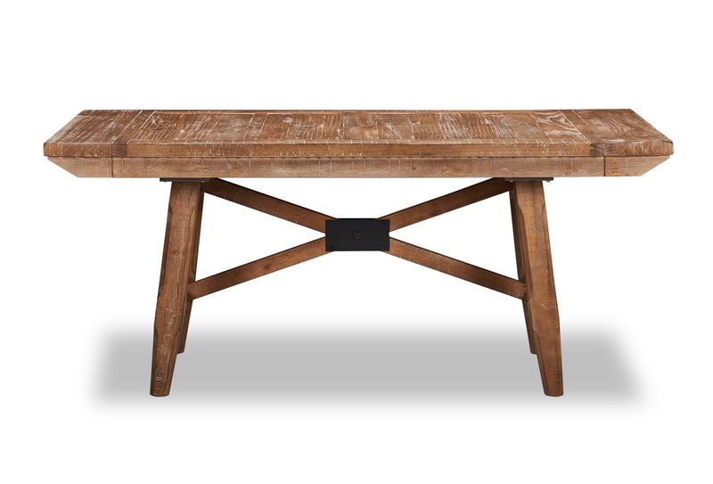 Cedar Extension Dining Table, Pine Wood, Trestle-Base, 72-96\"W - Brown