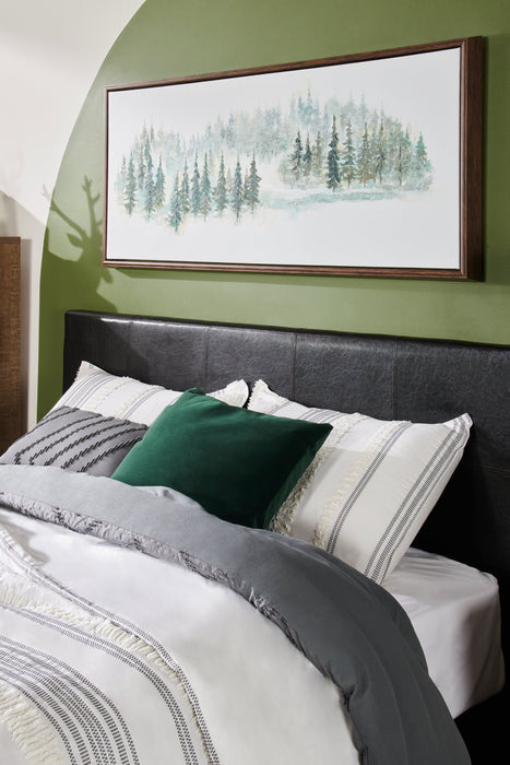 Chase Upholstered Bed in Brown Vegan-Leather Fabric - Queen Size