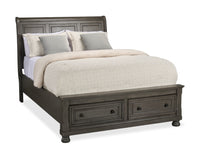 Chelsea Platform Storage Bed with Headboard & Frame, Grey - Queen Size 