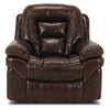 Leo 41" Genuine Leather Fabric Power Reclining Chair - Walnut Brown | Fauteuil à inclinaison électrique Leo de 41 po en tissu de cuir véritable - brun noyer