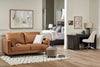 Kort & Co. Clay Upholstered Platfom Bed in Brown Vegan-Leather Fabric, Tufted - Queen Size | Lit plateforme rembourré Clay de Kort & Co. en tissu de cuir végétalien brun capitonné - format grand lit