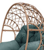 Coco Egg Outdoor Patio Chair - Hand-Woven Resin Wicker, UV & Weather Resistant - Green|Fauteuil en forme d’œuf Coco pour la terrasse à l’extérieur, osier en résine tressé à la main, résistant aux rayons UV et aux intempéries - vert